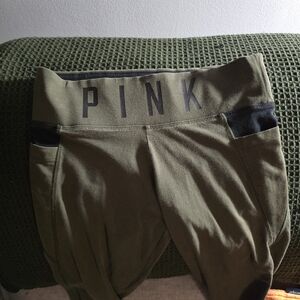 PINK Olive Green Leggings & Black/Pink Flawed
